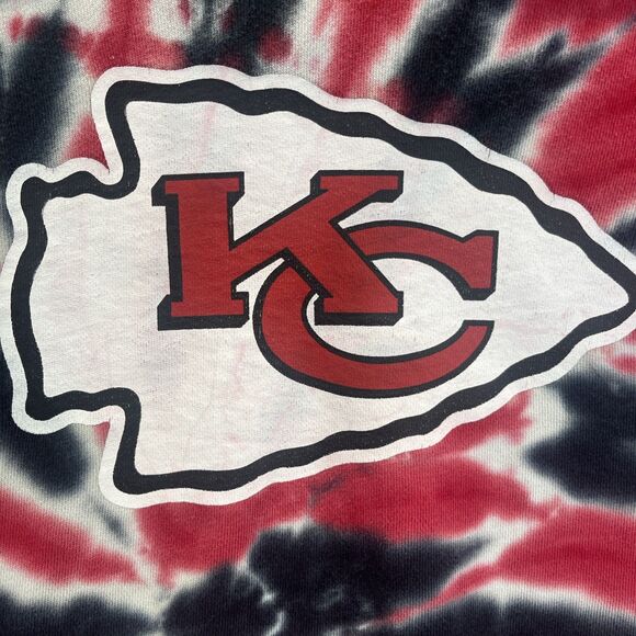 Kansas City Chiefs Tie Dye Sweatshirt Hoodie Red Black White NFL Football Mens M - Picture 2 of 12